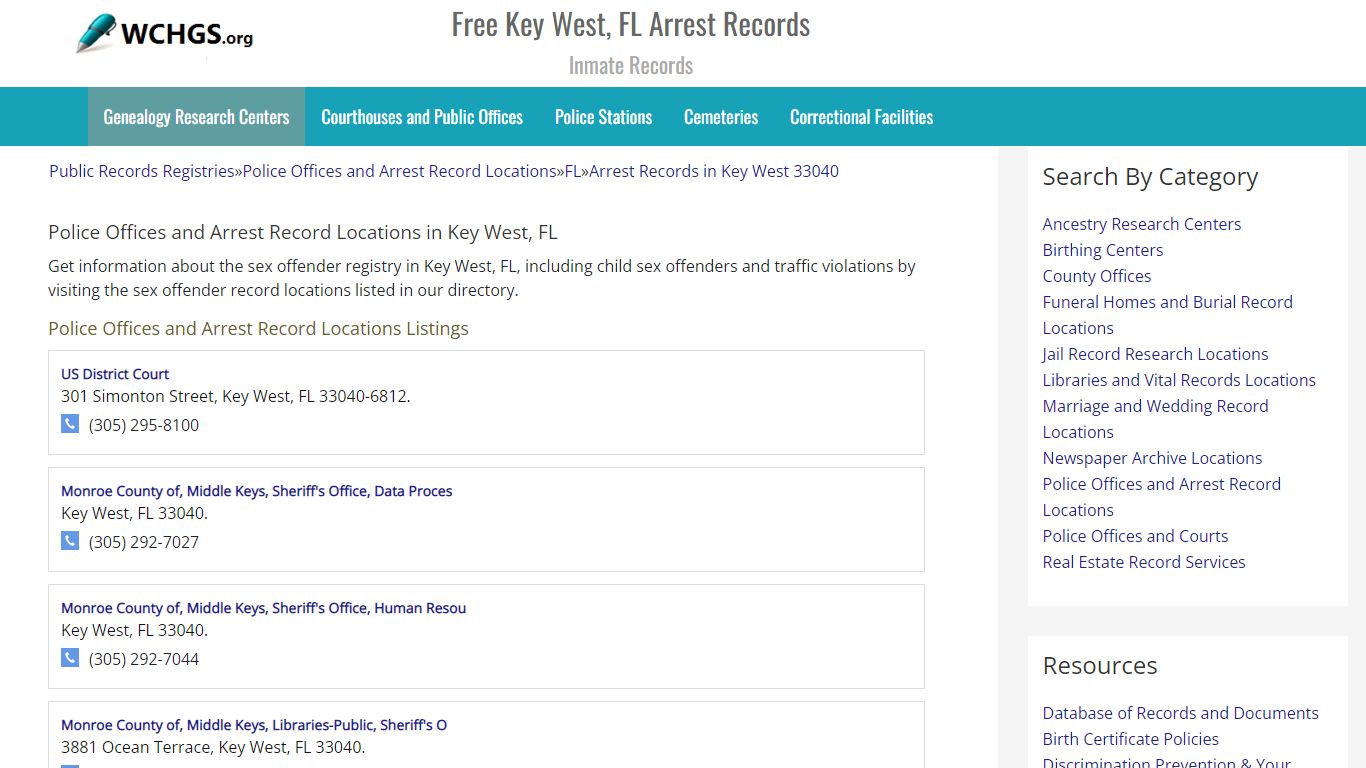 Free Key West, FL Arrest Records - Inmate Records